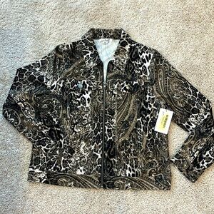 NWT SZ SM Simply Noelle paisley leopard print lightweight zip up jacket. Cute